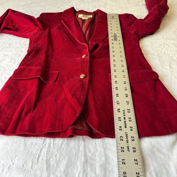 New Territories Womens Size 7 Red Two-Button Corduroy Blazer  Made in Japan - Picture 8 of 9